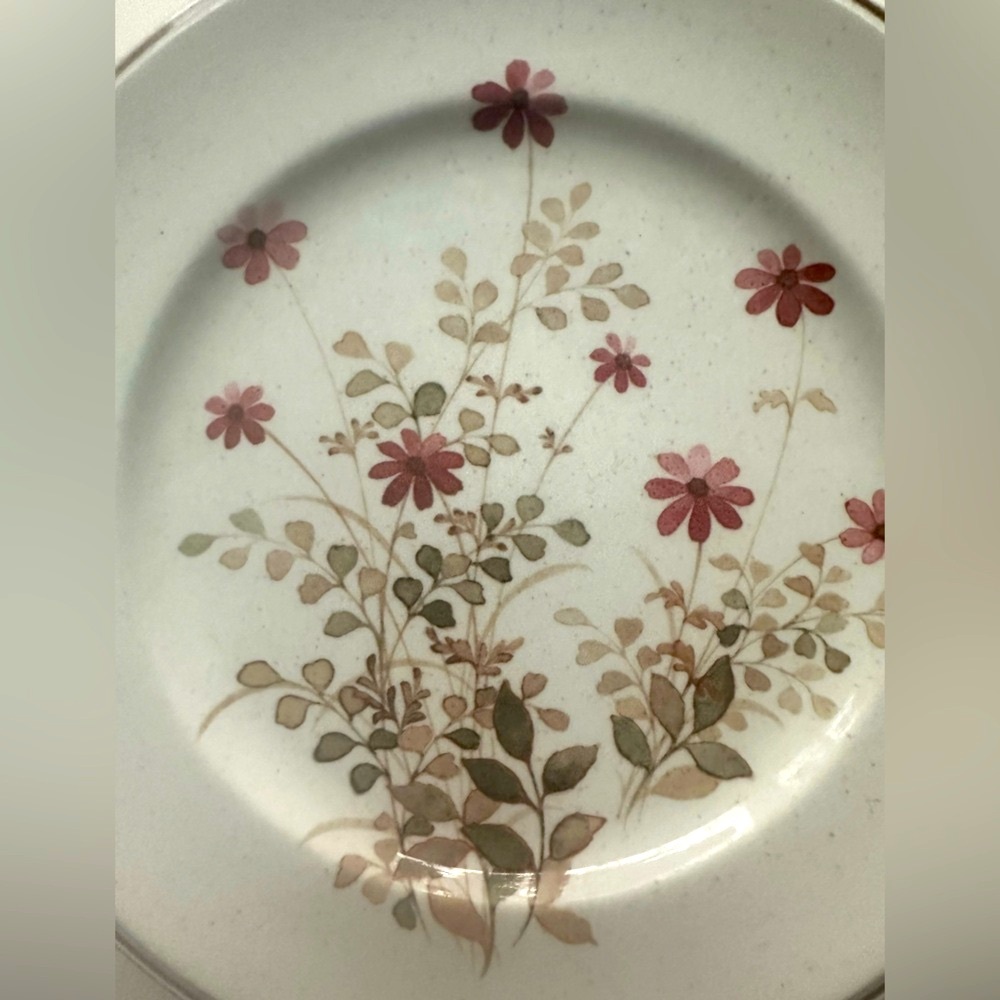 2 Noritake Versatone “Outlook” Japan White and Pink Floral Dinner Plates